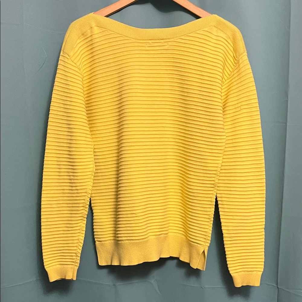 Yellow Ribbed Women's Sweater - Picture 3 of 7